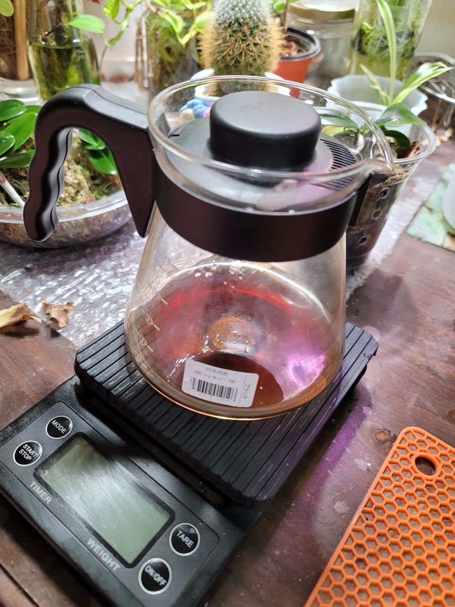 저울 위에 올린 하리오 V60 커피 서버 02